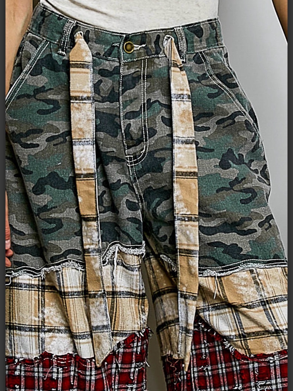 POL Camo Plaid Patchwork 2-Piece Set: Wide Leg Pants & Maxi Jacket - Picture 10 of 16